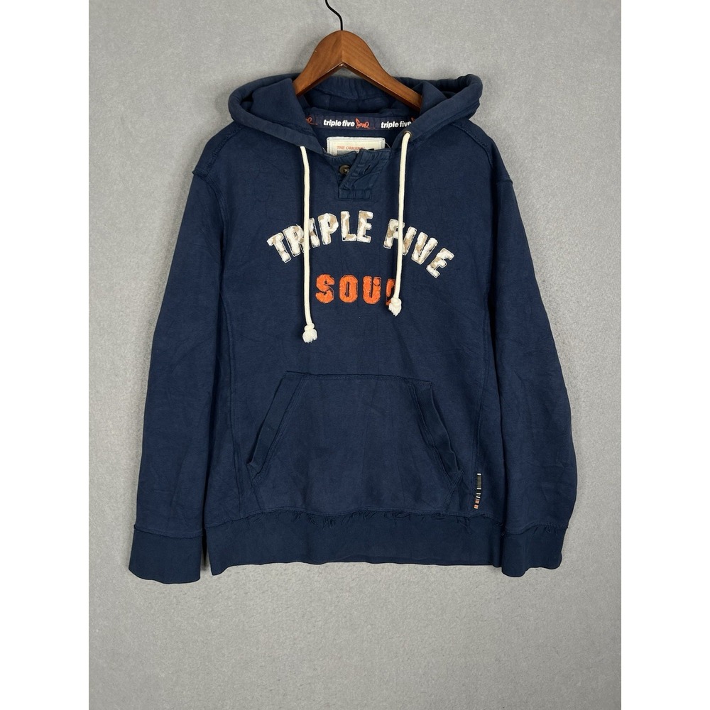 Original Vintage TRIPLE 555 FIVE SOUL Embroidered Hoodie XL Blue NYC